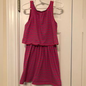 Chaps girls pink dress with blue horizontal stripe
